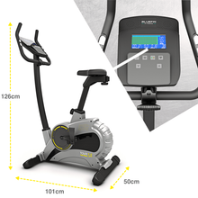 Load image into Gallery viewer, Bluefin Fitness TOUR 5.0 Exercise Bike | Home Gym Equipment | Exercise Machine | Magnetic Resistance | LCD Digital Fitness Console | Bluetooth | Smartphone App | Black &amp; Grey Silver - The Home Fitness Corp
