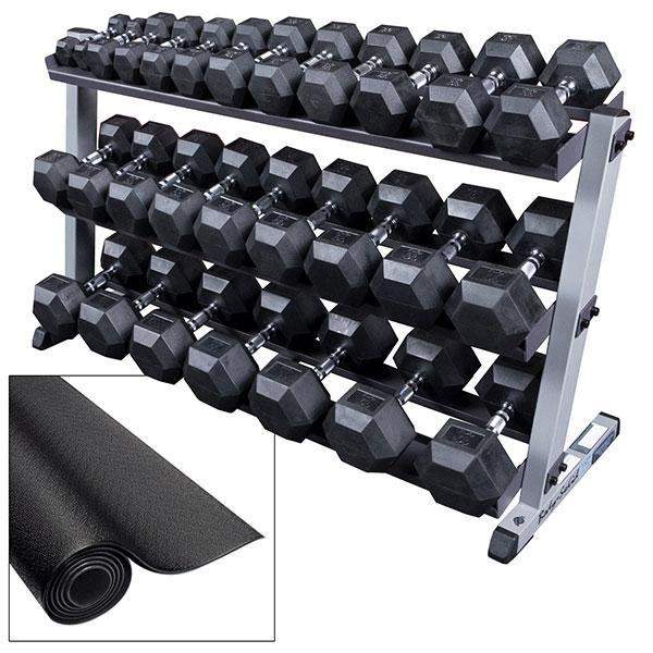 Body-Solid 5-70lb. Rubber Dumbbell Package Weight Sets - The Home Fitness Corp
