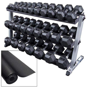 Body Solid 5 70lb. Rubber Dumbbell Package Weight Sets The