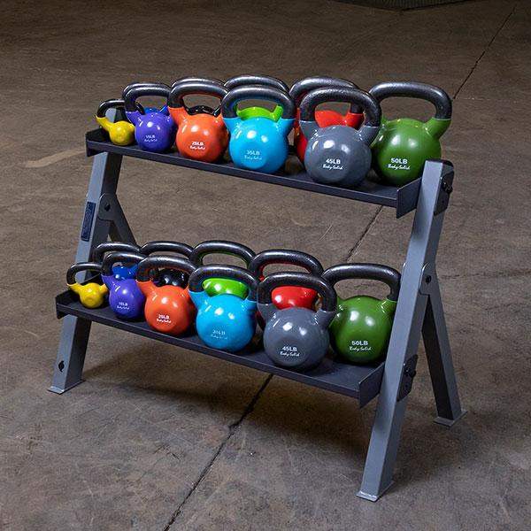 Body Solid Dumbbell and Kettlebell Rack Storage Rack The Home Fitness Corp