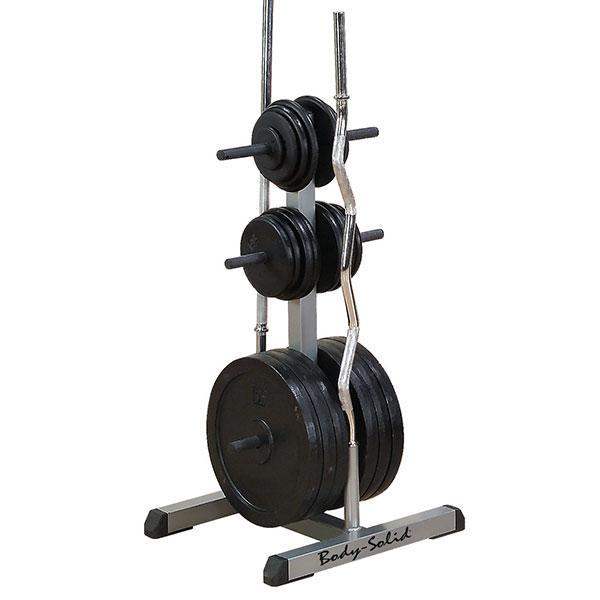 Body-Solid Standard Plate Tree & Bar Holder Storage Rack - The Home Fitness Corp