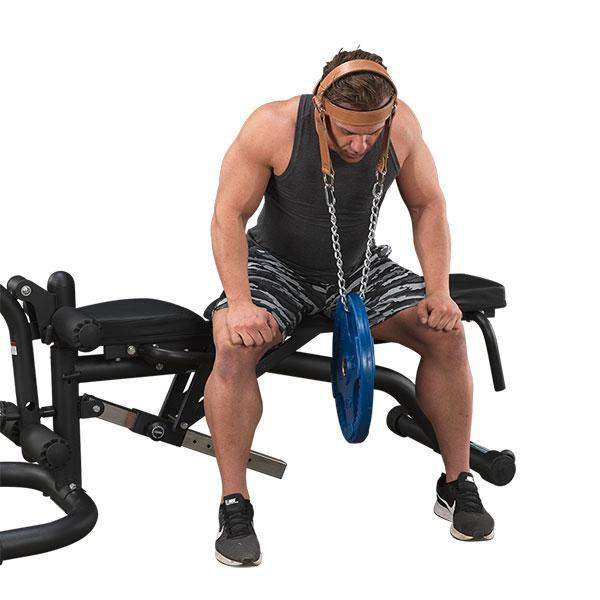 Body-Solid Tools Leather Head Harness Training Weight Lifting Supports - The Home Fitness Corp