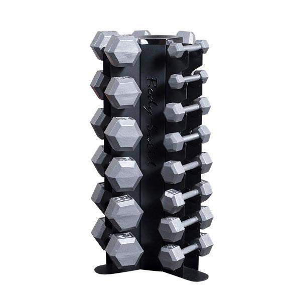Body-Solid Vertical 5-50 lb. Hex Dumbbell Package Solid Weight Set - The Home Fitness Corp
