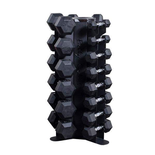 Body-Solid Vertical 5-50 lb. Rubber Dumbbell Package Weight Sets - The Home Fitness Corp