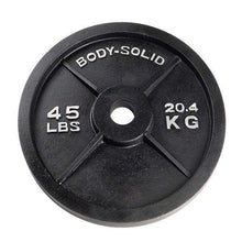 Load image into Gallery viewer, Cast Iron Olympic Weights 2.5lb., 5lb., 10lb., 25lb., 35lb., 45lb. and 100lb. plates - The Home Fitness Corp
