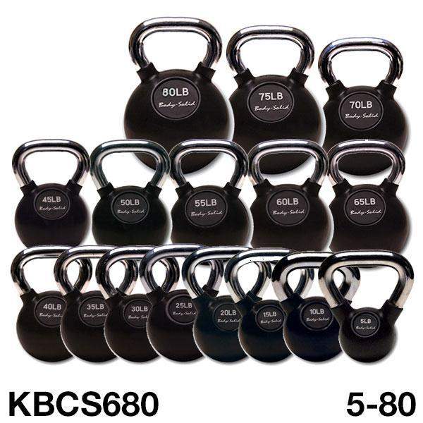 Premium Kettlebell Sets with Chrome Handles 5-80 Pounds - The Home Fitness Corp