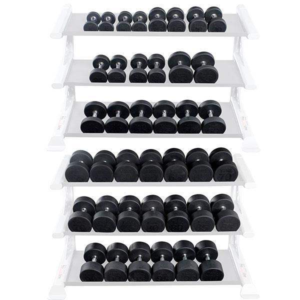 Rubber Round Dumbbell Sets 5 to 100 Pounds Weight Sets - The Home Fitness Corp