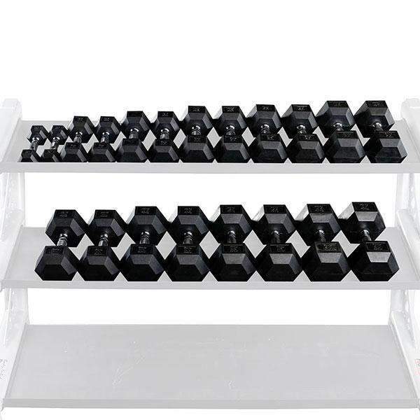 RUGGED 5-50 lb. Rubber Dumbbell Set 20 Weight Set - The Home Fitness Corp