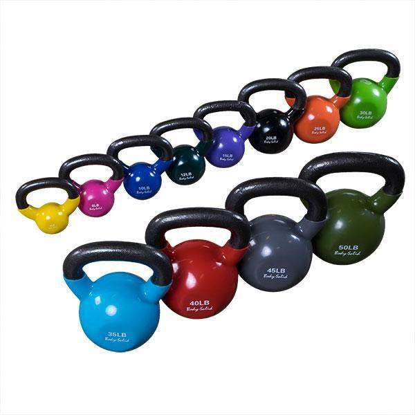 Vinyl Dipped Kettlebell Sets Color Coded Weight Sets 5-50 Pounds - The Home Fitness Corp